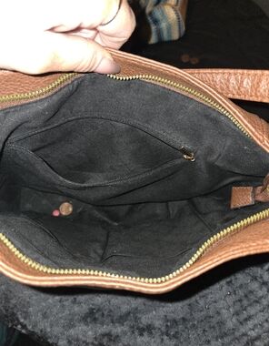 Brown Leather Shoulder Bag with Black Interior